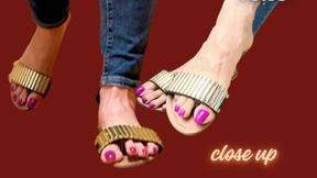 Sandals with thong and the wonderful feet of Empress MBella Sadic 4K