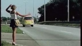 Stylish fancy woman's hitchhiking movie