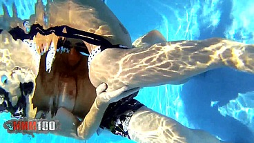 Penetrate her beatutiful sweet spot right in the middle of the pool