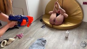 inside the asshole shooting with a nerf gun