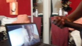 maxx jenkins stroking his bbc while watching his big black dick do work on screen
