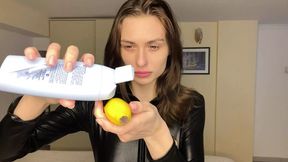 Latex Fetish Fun &#x2013; Slick Banana Ride POV