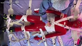 [Red Rubber Suit Segufix Bondage (At the meetup)] Overhead Camera Angle