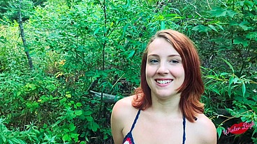 Redhead Winter Leigh Sucks My Huge Cock in the Woods