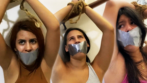 Staircase Struggles: Roommates Bound and Gagged