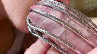 Chastity Belt first time on his Penis and wrecked orgasm