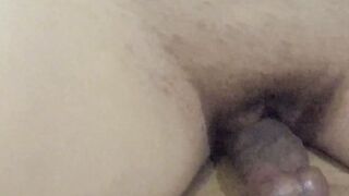 Rubbing the cunt on the cock without a condom and posing a lot