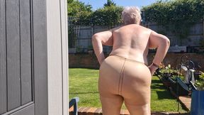 Naked hose teasing in the garden