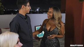 Busty black Milf Breyna Moore fucked by nerd in the kitchen - Reality Kings