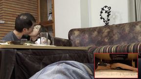 Fat, middle-aged woman jerks off under table, cheating on husband, filthy, nasty, dirty