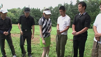 Kinky japanese golf lady Riko Oshima fucks half of the members on the 18th hole