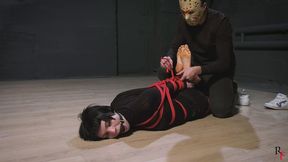bondage session with vesna - red ropes, strappado, hogtie