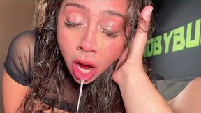 Ruthless throat fuck and choking with profuse salivation