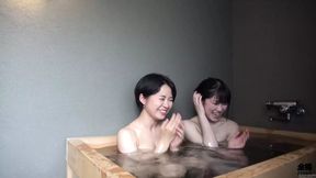 Filthy Japanese office babe records her steamy lesbian getaway to Onsen bliss