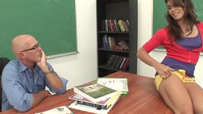 Dirty College Scene-2_sexy Brunette in Lingerie Izzy Bella Likes to Fuck Hard with Her Mature Teacher