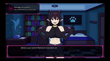 Hentai game, succubus masturbates you with her big tits.