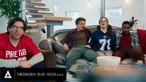 MODERN-DAY SINS - Naughty Teen Leana Lovings Has Sneaky Sex With Stepdad&#039;s Buddies Behind His Back