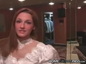 Beautiful bride explores desires post intense pleasure