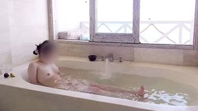 bathing scene at a resort hotel