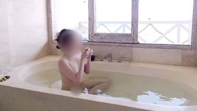 bathing scene at a resort hotel