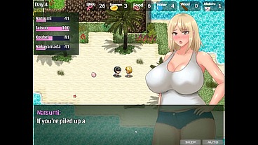 The Castaway Married Gal's Netorare Story [ NTR hentai game PornPlay] Ep.4 hot blonde got stuck in a hole on the beach