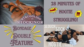 Hogtie Struggling In Stockings & Slouch Socks - Double Feature