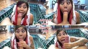 AHEGAO Slut discovers cum
