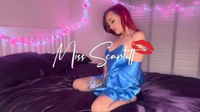 Scarlett's baby blue satin nightie and robe tease