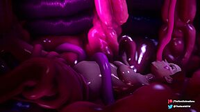 Alluring 3d Hottie Lets Tentacles Fill Up Her Body With Cum