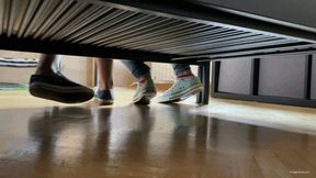 SNEAKY FOOT BOY SPYING FEET UNDER BED CONVERSE SNEAKERS SHOEPLAY - MP4 HD