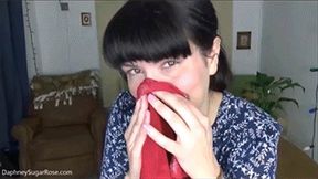 * 854x480p * 10 Days of Sneezes & Snot Filled Nose Blows on Big Red Hanky ,Pt 10