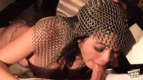 The Females Use Their Enormous Anal Sex Toys on Stage Before to the Start of the Gangbang with DP