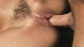 Flat chested teen seduces hunky guy with her unshaved snatch