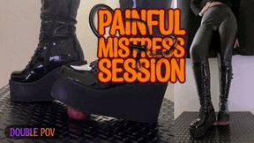 Painful Mistress CBT Session in Heavy Chunky Platform Black Boots (Double Version) - Tamystarly - Cock Balls Crush Trample, Bootjob, Trampling, Shoejob, Stomping