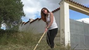 Any Twist - Outdoor Garden Work in Public in Heavy Chains - Full Clip mp4 HD