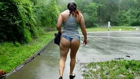risky blowjob facial - anal plugged cumwalk