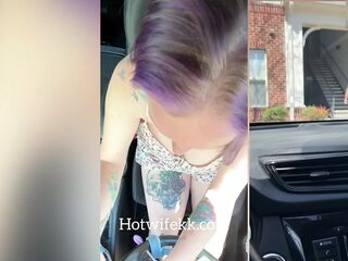 Hotwifekk waits in car while boyfriend fucks her friend