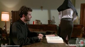 Priest punishing sexy butts sisters