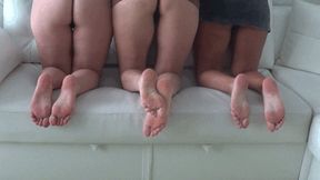 Game 3 pairs of bare feet while we are on our knees d