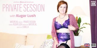 57 year old granny Kugar Lush is getting naughty in her hot lingerie