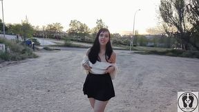 nerdy girl gives car blowjob pov cum in mouth cum walking