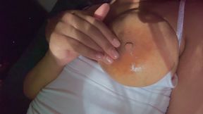 18-year-old Latina soaking wet and horny&#x1F975; in the morning playing with her tits