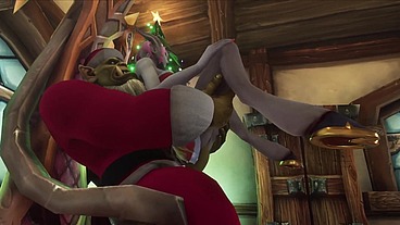 Sexy Demon Girl sit's on Orc Santa's Lap - Warcraft Parody