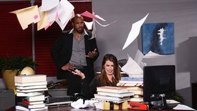 Sweet hard fuck in the office with a stockings babe Bunny Freedom