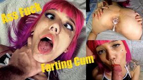 Small booty begging for rectal flatulence to end with sticky semen