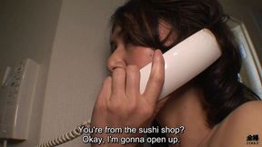 Naked Japanese MILF Sucks Deliveryman's Dick&#x1F32D; At The Door