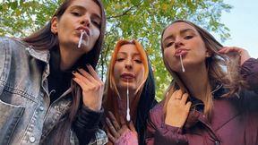 You Are Stopped By Unknown Girls To Be Humiliated - POV Triple Spitting Femdom On Public (MP4 HD 1080p)