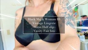 Sweater Puppies! Black vintage Vanity Fair bra review, satin panty bonus!