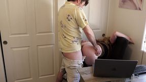 stepmom fucked in the office while working