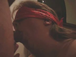 Bosomy red-haired mom gives steamy blowjob to my strain dick